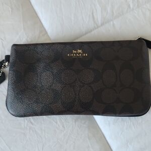 Coach Signature Brown and Black Clutch